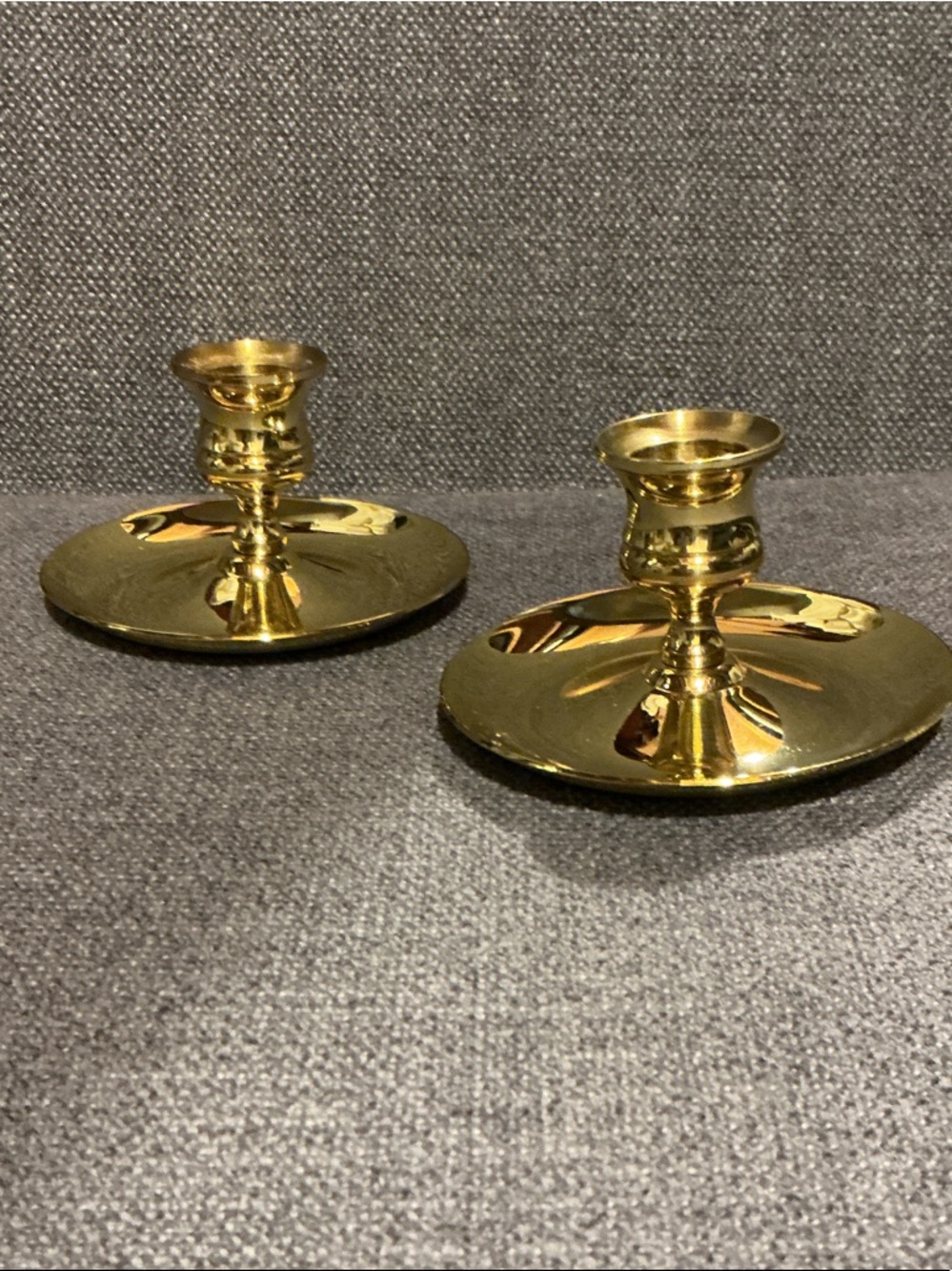 baldwin Shiny Gold Brass Round Candlestick Holders - Pair